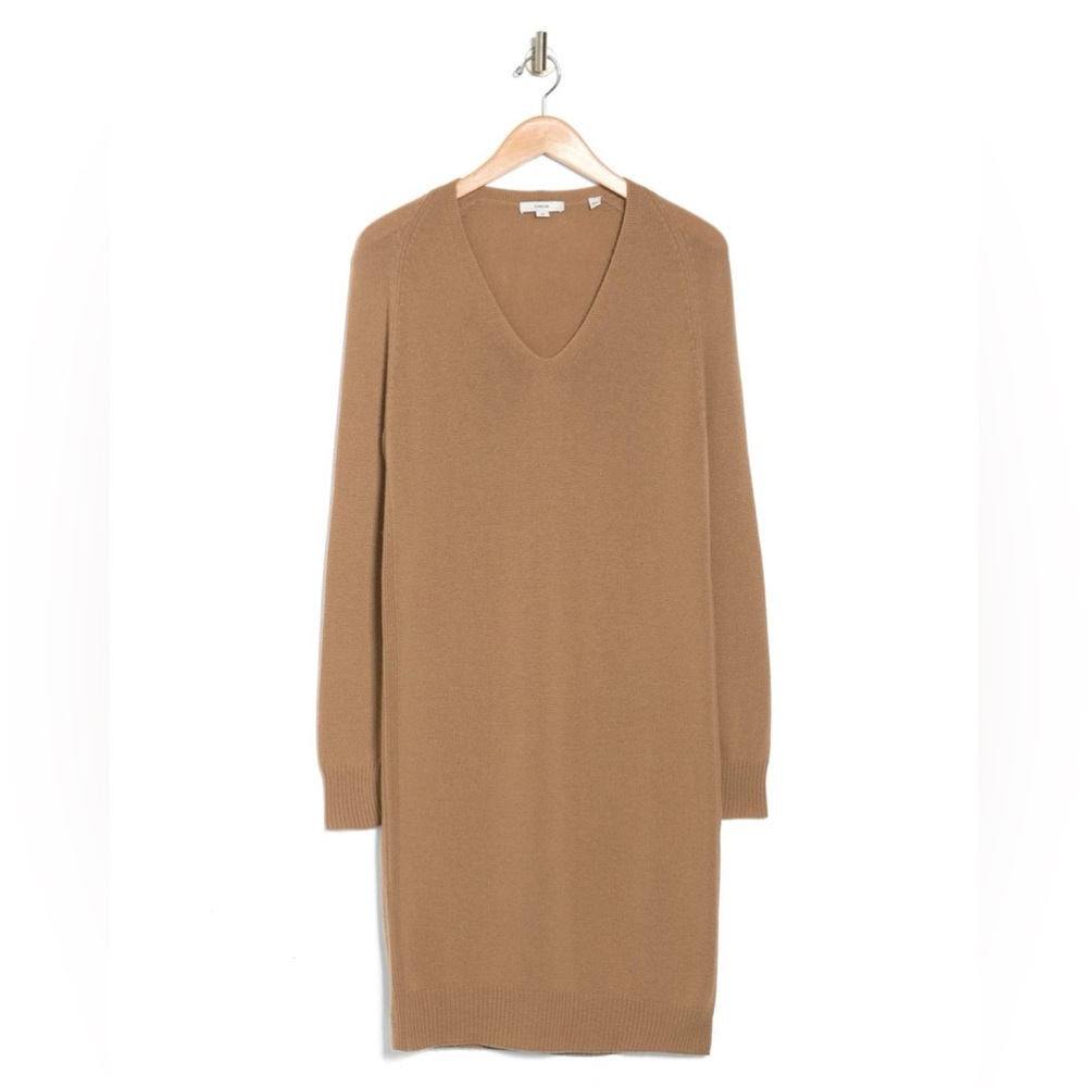 Women's Natural V-neck Long Sleeve Wool Blend Sweater